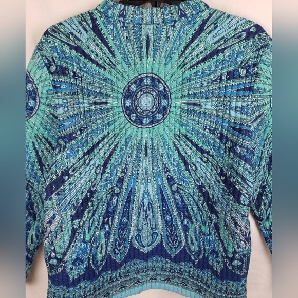 Quilted Long Sleeve Printed Button Down Reversible Jacket Sz L - Picture 7 of 11